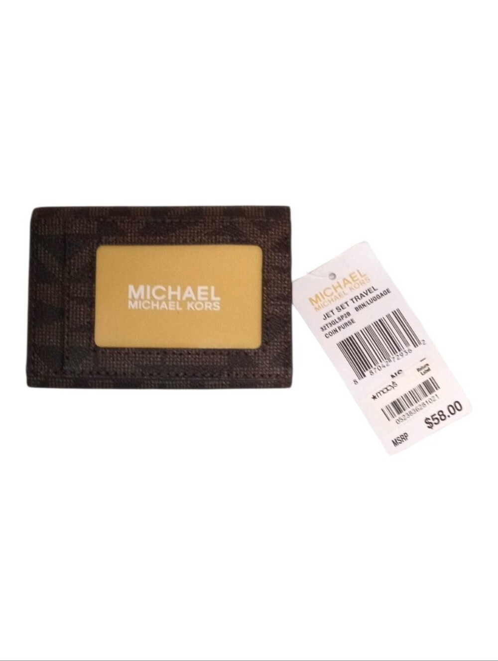 Michael Kors Jet Set Travel Luggage Coin Purse NWT Logo Pebble Signature Leather